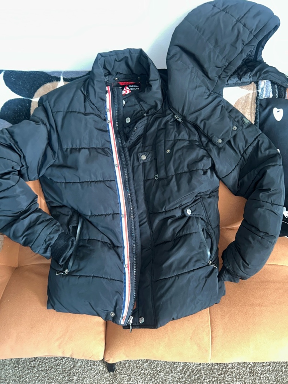Young Mens Spire “Embrace the Detours” Black Puffer Jacket with Removable Hood